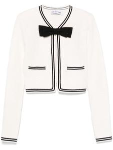 Жакет с бантом и жаккардом Self-Portrait, нейтральный цвет