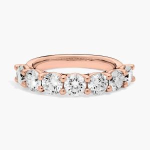 Кольцо с семью выращенными в лаборатории бриллиантами в форме купола из розового золота 14 карат (2 карата, двойной цвет - FG / VS2-SI1) Blue Nile