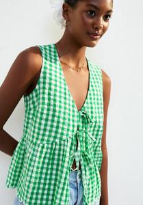 Топ New Look CHECK TIE FRONT, Green Pattern/Mottled Green