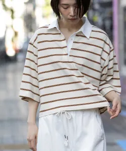 Старая хлопковая трикотажная рубашка-поло с каймой