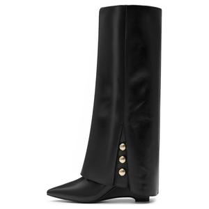 Цветение под луной · Длинные ночные сапоги до колена, невидимое увеличение роста на 6 см, женские Joypeace, Black