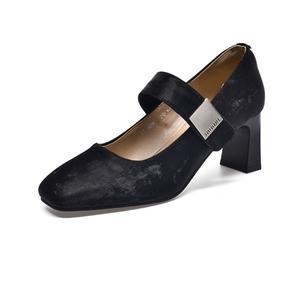 Туфли Мэри Джейн на толстом каблуке 8 см женские Devanro, Black