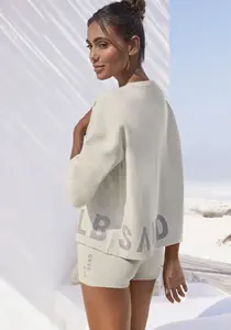 Elbsand вязаный свитер "толстовка для отдыха" с вязаным логотипом, серый