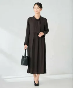 Платье с бантом и складками Avv, цвет Brown