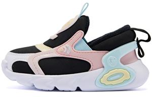 Скользоустойчивые противоударные низкие кроссовки для малышей Black Light Oxygen Pink для младенцев и детей ясельного возраста QIAODAN, черный светло-Oxygen Pink