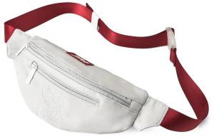 Полиэстеровая сумка-кроссбоди, наплечная сумка, слинг-сумка, поясная сумка унисекс серый красный контраст DRACONITE, размер 7