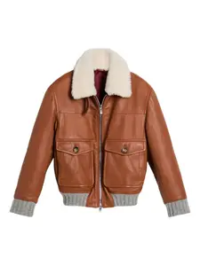 Куртка из овчины Brunello Cucinelli Kids, коричневый
