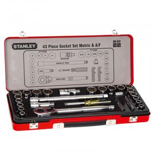 Stanley Набор торцевых инструментов из 43 предметов, набор инструментов для ремонта машин, авторемонта, ящик для инструментов, метрические 6,3/12,5 мм 89-517-22
