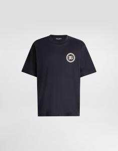 Хлопковая футболка с нашивкой Dolce & Gabbana, синий