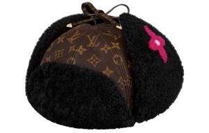 Женская шапка-ушанка Louis Vuitton, коричневый/черный