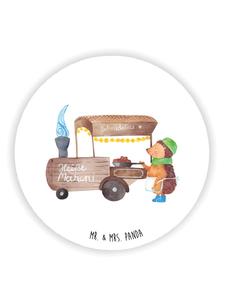 Mr. & Mrs. Panda Белый магнит на холодильник с ежиком и каштанами, без слов