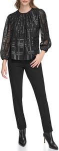 Женская блузка Calvin Klein с длинным рукавом и металлическим эффектом, Black
