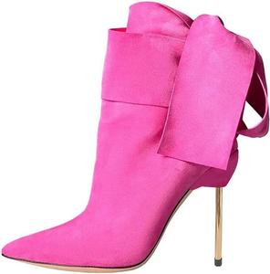 Женские ботильоны YDN с узлом, ремешком на щиколотке, бантиками, металлическим шпилькой, высокие каблуки, зауженный носок, для вечеринок, свиданий и выпускного, размеры US 4-16, Pink