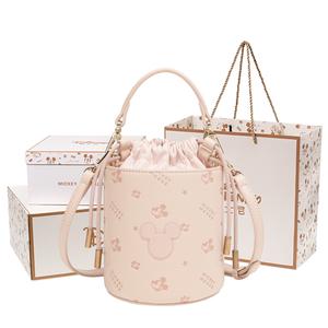 Disney Микки серия ПУ ведро сумка через плечо кроссбоди женская многоцветная, Strawberry Pink[Mickey Mouse Exclusive Shopping Bag+Box]