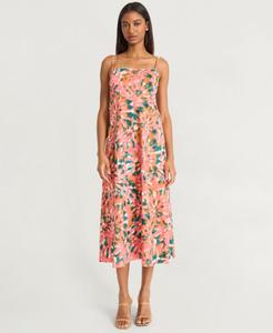 Женское миди-платье с принтом, квадратным вырезом и без рукавов The Good Journey, Pink/green