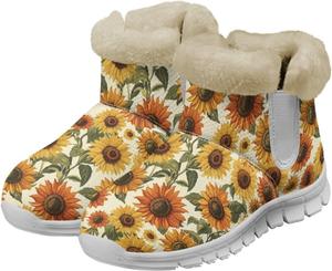 Psesaysky Женские зимние ботинки с белой подошвой, короткие ботильоны, ботинки до середины голенища, зимние ботинки, широкая полнота, без шнурков, теплые обувь