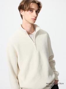 Джемпер из пряжи Soufflé с молнией Uniqlo, 01 off white