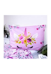 Розовый комплект постельного белья Cofi 140x200 см пододеяльник + 70x90 см наволочка