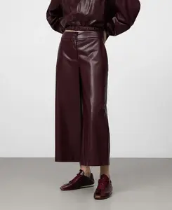 Женские широкие брюки-кюлоты из кожи или не из кожи Adolfo Dominguez, бордовый