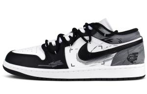 Jordan Air 1 устойчивые к истиранию низкие винтажные баскетбольные кроссовки Unisex Black White Gray
