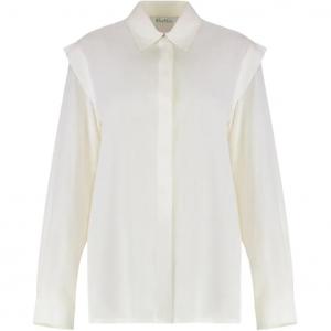 Max Mara Шелковая блузка с рюшами на плечах MaxMara, белый