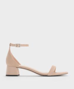 Босоножки на низком блочном каблуке с ремешком на щиколотке Charles & Keith, цвет Nude