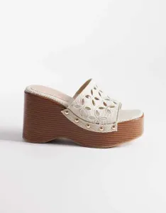 Бежевые льняные туфли на танкетке с вырезами ASOS DESIGN Tilly