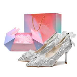 Метеорный душ серия тонкий каблук высокие каблуки 7,5 см женские ZHR, Beginner-Friendly 7.5cm-серебряный[Limited Box]-Y785