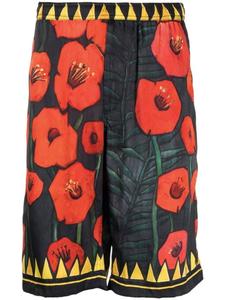 Шелковые шорты с цветочным принтом Endless Joy, черный