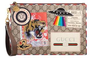 GUCCI Холщовая сумка с кожаным клатчем мужская бежевая/эбеновая