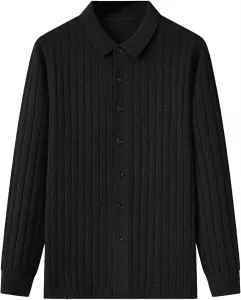 Мужской поло-кардиган в полоску с пуговицами Slim Fit