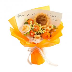 Brangdy Knitted Fabric Yarns Woven Rose Sunflower, Tulip Bouquet Doll Products