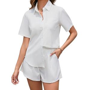 Женский комплект с принтом: футболка с коротким рукавом и шорты Clearflower, Solid White