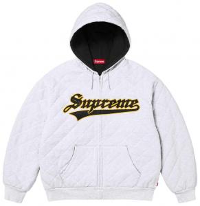 Стеганая толстовка Supreme на молнии с капюшоном, серый