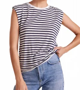 Футболка без рукавов с круглым вырезом, темно-синяя в полоску Bobi