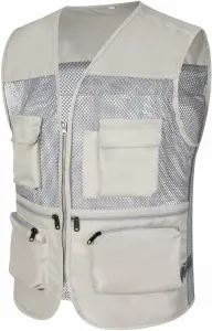 Мужской летний жилет для рыбалки, путешествий, сафари, фотосъемки, легкий походный жилет с множеством карманов XDFVC, светло-серый