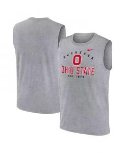 Мужская майка-топ «Locking Up Performance Muscle» цвета «Heather Gray» от Ohio State Buckeyes Primetime Legend Nike