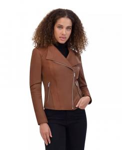 Женская асимметричная байкерская куртка Felix с воротником-крылышком Andrew Marc, коричневый