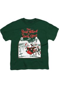 Футболка с коротким рукавом для детей "Год без Санты" с постером Gildan, зеленый