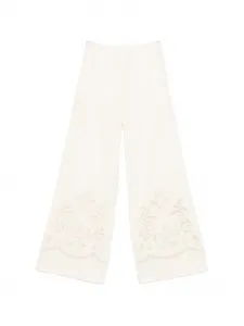 Палаццо с цветочной вышивкой Forte Forte, бежевый