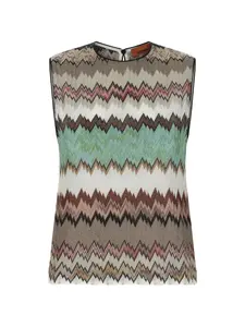 Топ с круглым вырезом и зигзагообразным узором Missoni, бежевый