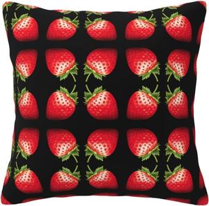 Ogniwo Мягкая квадратная наволочка с принтом клубники для дивана и кровати Strawberry Clipart5