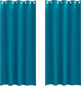Плотные шторы с кольцами, 2 шт., бирюзовые, 245 x 140 см vidaXL