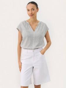 Короткий рукав из льняной смеси полосатая блузка с V-образным вырезом ReynaPW Part Two