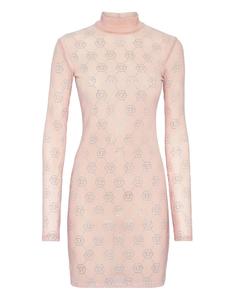 Платье-рубашка с монограммой и стразами PHILIPP PLEIN, nudepink
