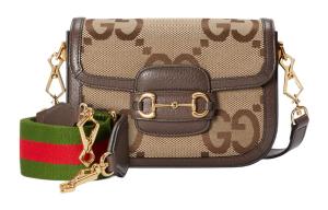 Gucci Унисекс сумка через плечо Horsebit 1955 Jumbo GG Mini Crossbody Bag коричневого цвета