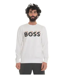 Толстовка с круглым вырезом и длинным рукавом с логотипом Hugo, белый