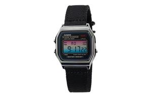 CASIO Мужские часы Retrofit Series с кварцевым механизмом и нейлоновым ремешком, черный циферблат