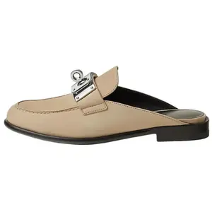 Женские сандалии с закрытым носком на резиновой подошве, цвет «кэмел» HERMES, Original Shoe Box Included