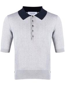 Thom Browne рубашка поло с контрастным воротником, серый